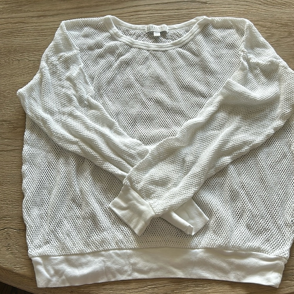 Like new! PJ Salvage white, mesh style sweater/top. Size M